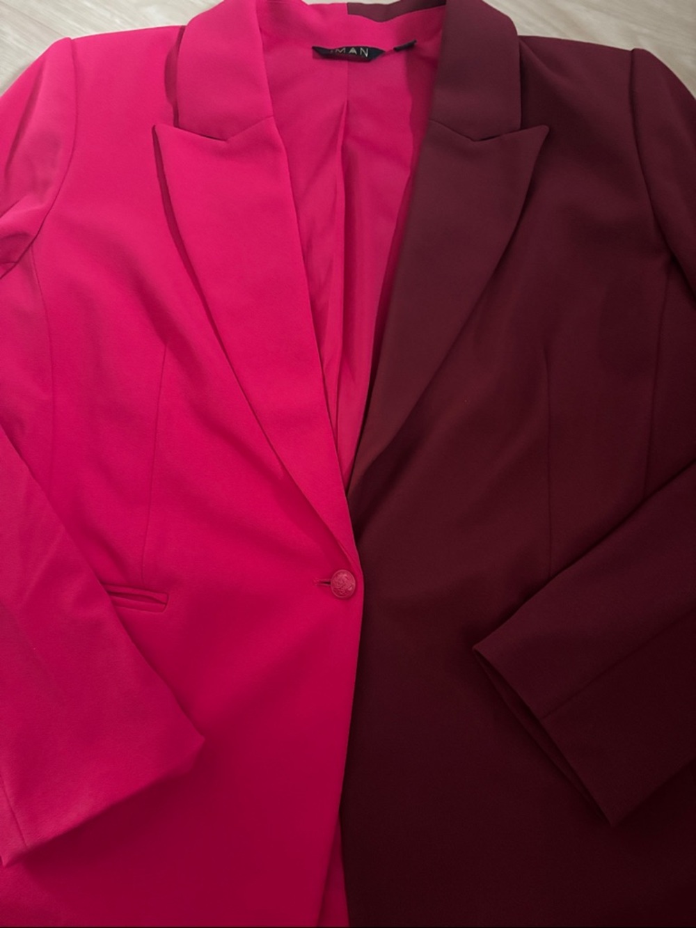 Iman stretch blazer fuschia burgundy two tone